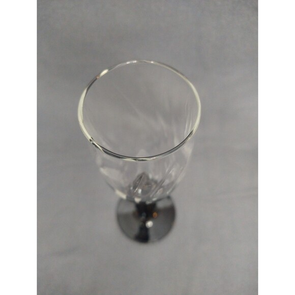 Set of 4 Swirl Unmarked Luminarc/Arcoroc? Black Stem Champagne Flutes Glasses - Picture 13 of 14